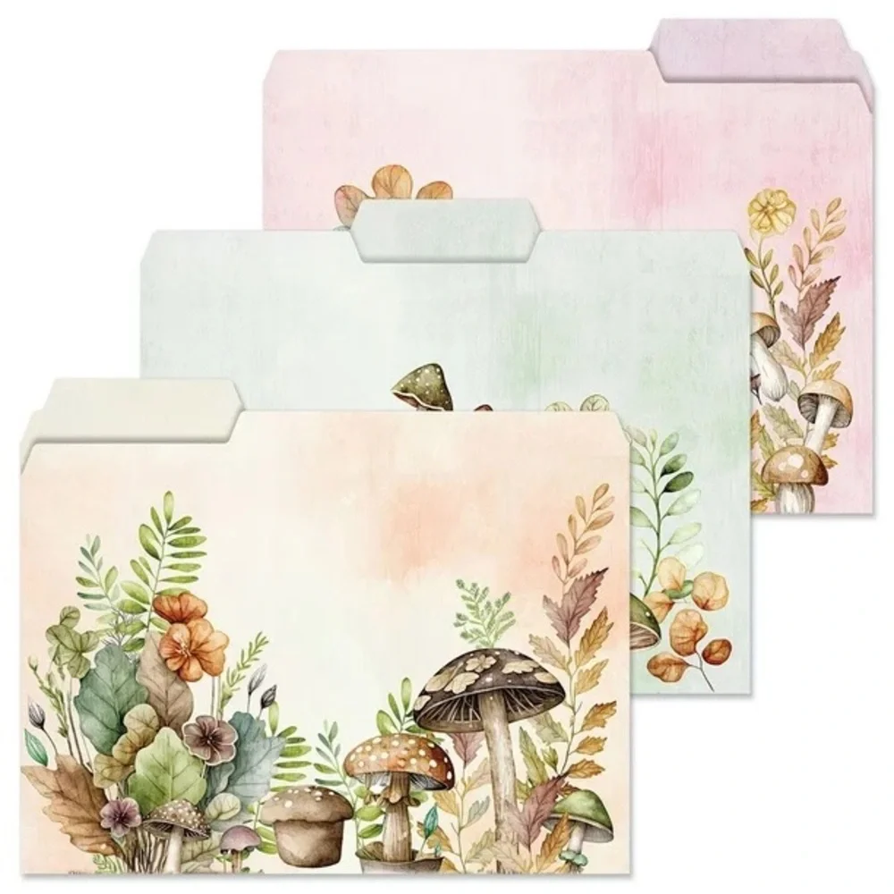 Floral and Mushroom File Folders, NWT